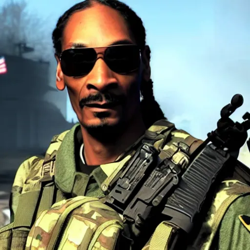 Prompt: Snoop Dogg in Call Of Duty Modern Warfare (2019)