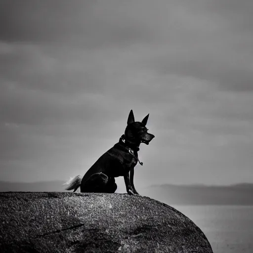 Image similar to a dog contemplating the meaning of life