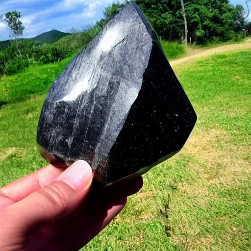 Image similar to a giant shungite mineral, a huge rock with natural shape, noble elite shungite, silver shungite