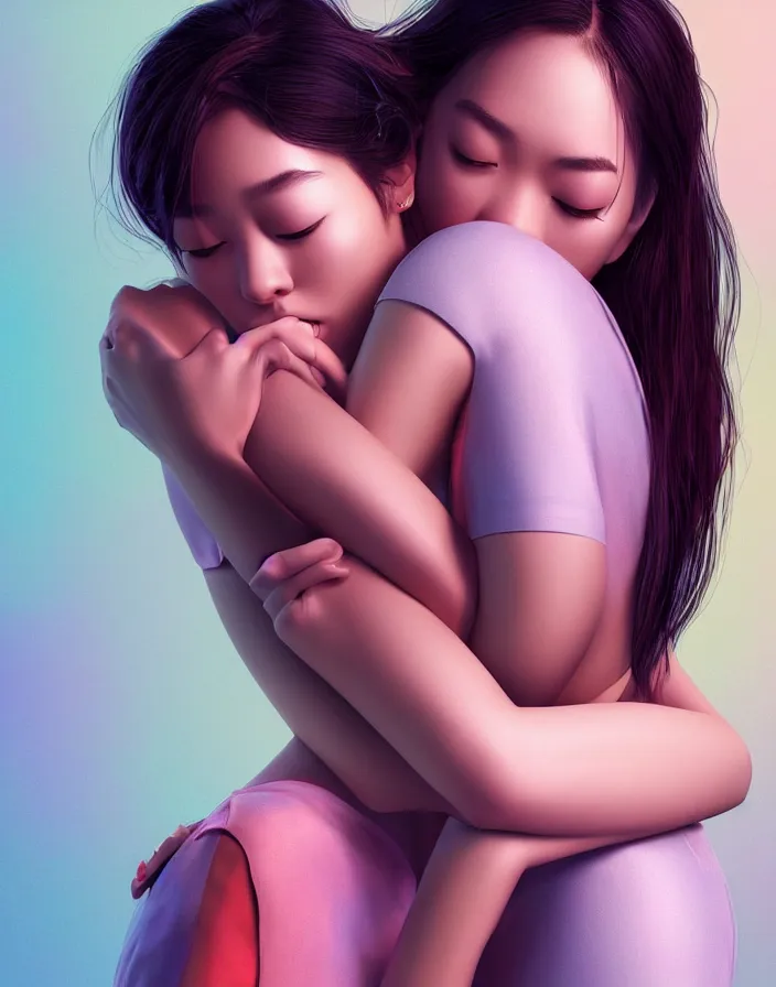 Prompt: a duck hugging a beautiful young woman. intricate artwork by Tooth Wu and wlop and beeple. octane render, trending on artstation, art by artgerm and Norman Rockwell very coherent symmetrical artwork. cinematic, hyper realism, high detail, octane render, 8k. Vibrant colors. Smooth gradients