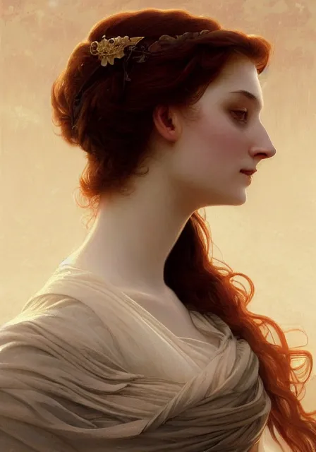 Image similar to sansa long nose, intricate, elegant, highly detailed, digital painting, artstation, concept art, smooth, sharp focus, illustration, art by artgerm and greg rutkowski and alphonse mucha and william - adolphe bouguereau