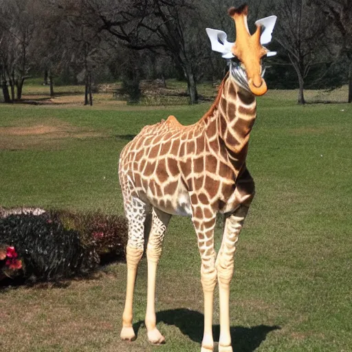 Prompt: a giraffe dressed as a butler