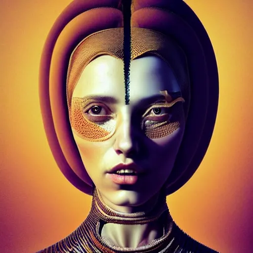 Image similar to Colour Caravaggio and Dune by denis villeneuve style full body Photography of Highly detailed beautiful Woman with 1000 years detailed face and wearing detailed Ukrainian folk costume designed by Taras Shevchenko also wearing highly detailed retrofuturistic sci-fi Neural interface designed by Josan Gonzalez. Many details In style of Josan Gonzalez and Mike Winkelmann and andgreg rutkowski and alphonse muchaand and Caspar David Friedrich and Stephen Hickman and James Gurney and Hiromasa Ogura. Rendered in Blender and Octane Render volumetric natural light