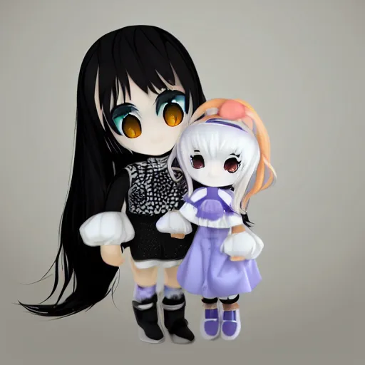 Image similar to cute fumo plush of a girl who has a collection of souls in her mansion trapped in jars, black and white and blue, vray