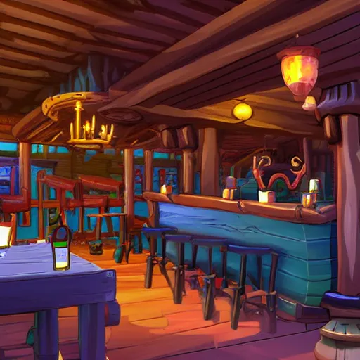 Image similar to secret of monkey island background, pirate pub interior