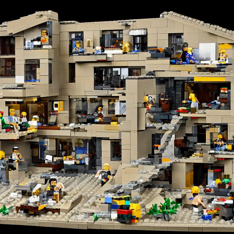 Prompt: fbi raid osama bin laden's final hideout in abbottabad, pakistan lego set product marketing, photorealistic, studio lighting, highly detailed