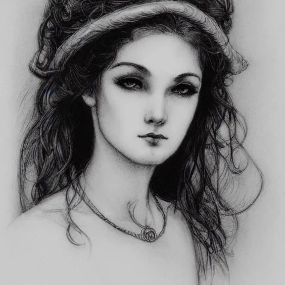 Image similar to a highly detailed portrait in the style of charles dana gibson and in the style of luis royo.