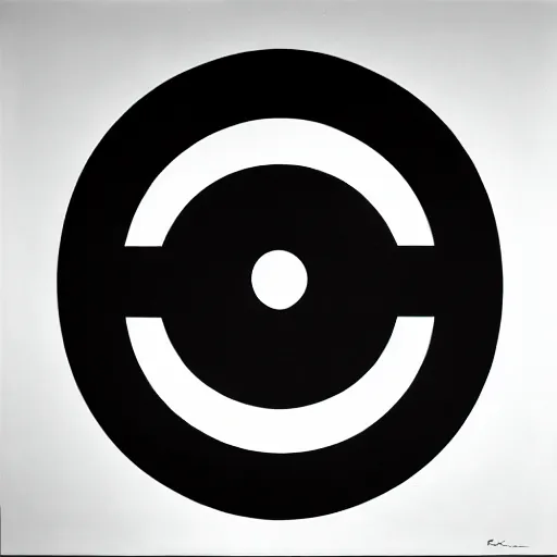 Image similar to bird with circle around it by karl gerstner, monochrome, symmetrical