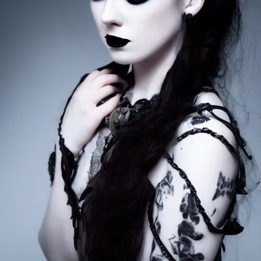 Image similar to pale goth beauty, cinematic lighting, various refining methods, ultra definition, award winning photo