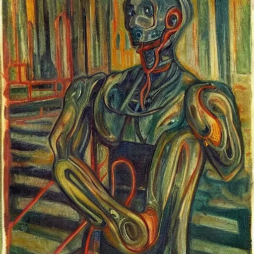 Prompt: cyborgs by munch