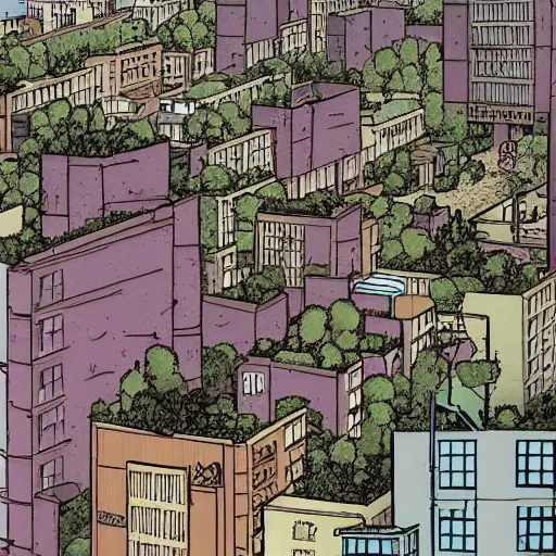 Image similar to brutalist polish neighborhood in the style of pushead and “ geoff darrow ” detailed widescreen