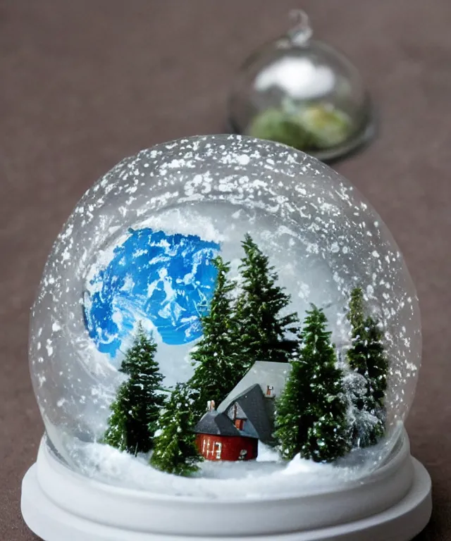 Image similar to a snow globe with planet earth inside