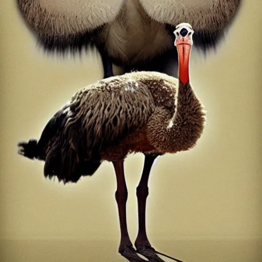 Prompt: an ostrich with muscular human arms.- Photo Manipulation