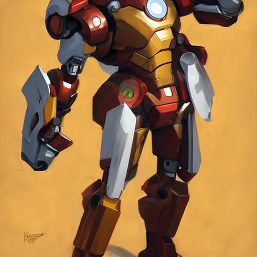 Prompt: greg manchess portrait painting of armed mega shonen mecha ironman as overwatch character, medium shot, asymmetrical, profile picture, organic painting, sunny day, matte painting, bold shapes, hard edges, street art, trending on artstation, by huang guangjian and gil elvgren and sachin teng