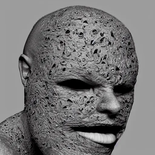 Image similar to face coming out of a face coming out of a face, fingers coming out of fingers, fingers out of toes, toe fingers, hair growin, hair scary, hyperdetailed intricate patters, octane render, 8 k