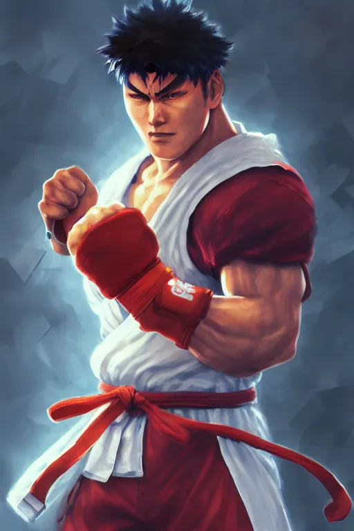 Street Fighter II Ryu Standing Ready to Fight Fireball · Creative Fabrica