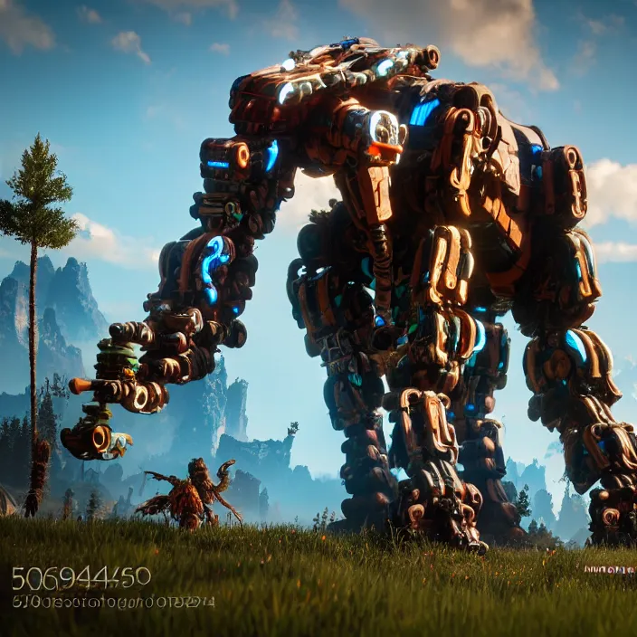 Prompt: photograph robot mammoth in the style of horizon zero dawn, extremely detailed. dslr. 5 0 mm.