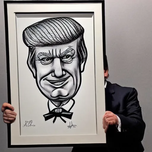 Image similar to a caricature drawing by Mort Druker of Donald Trump