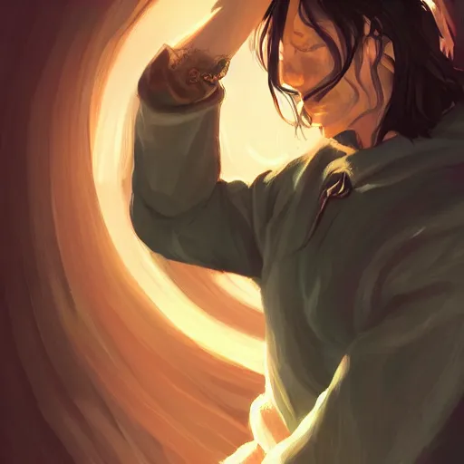 Image similar to J.R.R. Tolkien as Aragorn, ambient lighting, 4k, anime key visual, lois van baarle, ilya kuvshinov, rossdraws, artstation