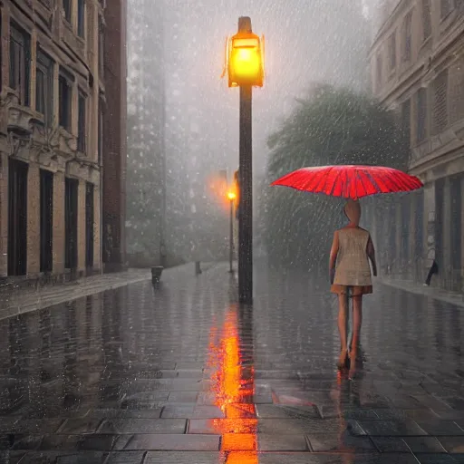 Image similar to Photorealistic feel the rain on your skin, no one else can feel it for you, only you can let it in. Hyperdetailed photorealism, 108 megapixels, amazing depth, glowing rich colors, powerful imagery, psychedelic Overtones, 3D finalrender, 3d shading, cinematic lighting, artstation concept art