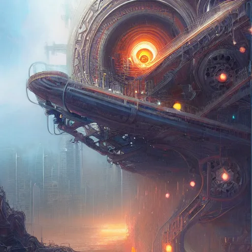 Image similar to scenic dystopian neon data center environment, intricate, elegant, highly detailed, centered, digital painting, artstation, concept art, smooth, sharp focus, illustration, artgerm, tomasz alen kopera, peter mohrbacher, donato giancola, joseph christian leyendecker, wlop, boris vallejo