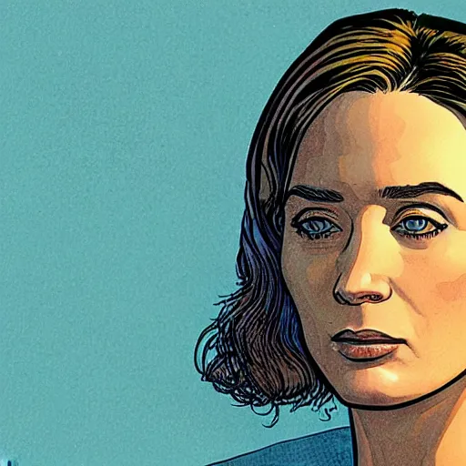 Image similar to emily blunt retro minimalist portrait by jean giraud, moebius starwatcher comic, 8 k