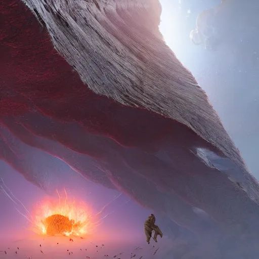 Image similar to Digital art of a meteorite containing an insect hive burning up in the atmosphere, Wayne Barlowe Greg Rutkowski Jessica Rossier 4k prehistoric geology