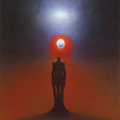 Prompt: the creature at the end of the universe, painted by zdzislaw beksinski