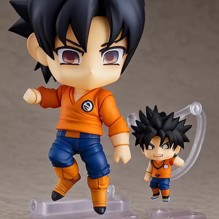 Image similar to an anime nendoroid of son goku, figurine, detailed product photo