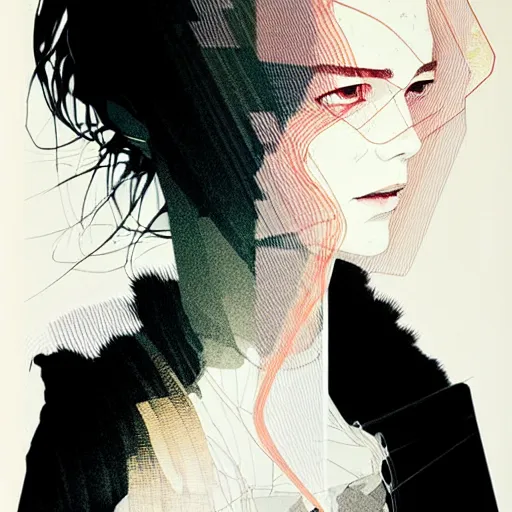 Image similar to portrait soft light, by killian eng and conrad roset, inspired by akira anime, etching, fine, sharp high detail, screen print,