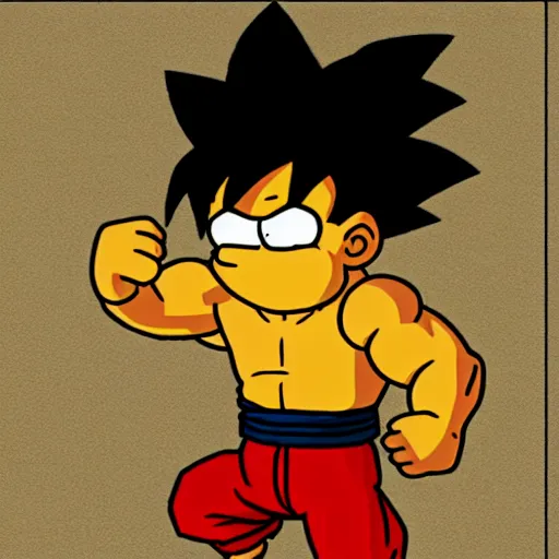 Image similar to son goku in tue style of simpson