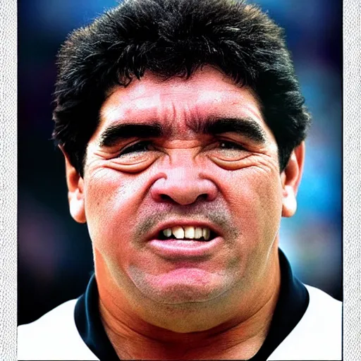 Prompt: maradona face photograph