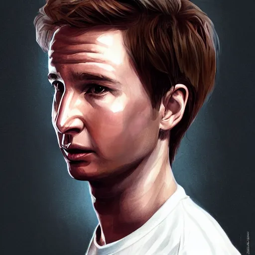 Image similar to young david duchovny teenage boy man, in a white shirt, in a style of 8 0's horror style, wlop, artgerm, jason chan, charlie bowater, sergey kolesov, watercolor on paper, hyper detail portrait, closeup on face, exquisite detail