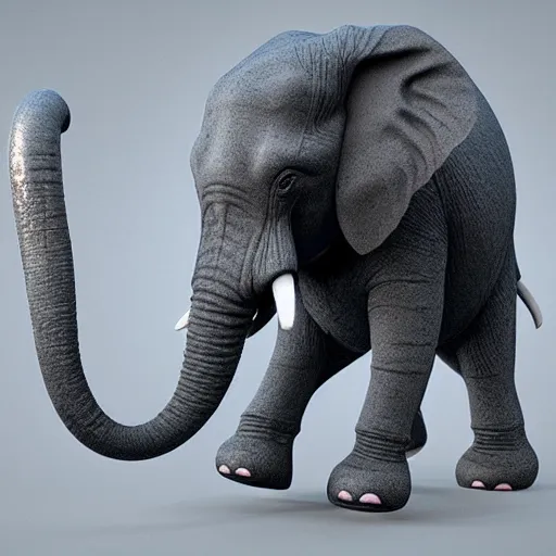 Image similar to a new creature that looks like a combination between an elephant and a dolphin, has a trunk and big ears yet has smooth skin and a dolphin's face , concept art, trending on artstation 3D.