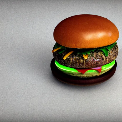 Image similar to a cybernetic hamburger, realistic octane render, high detail