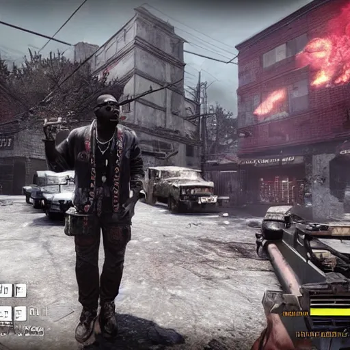 Prompt: gucci mane in call of duty zombies tranzit map