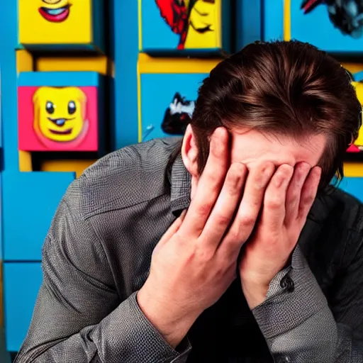 Image similar to the real life version of the Munch Scream of a man after stepping over some painful lego, still from a local magazine, high quality photography,