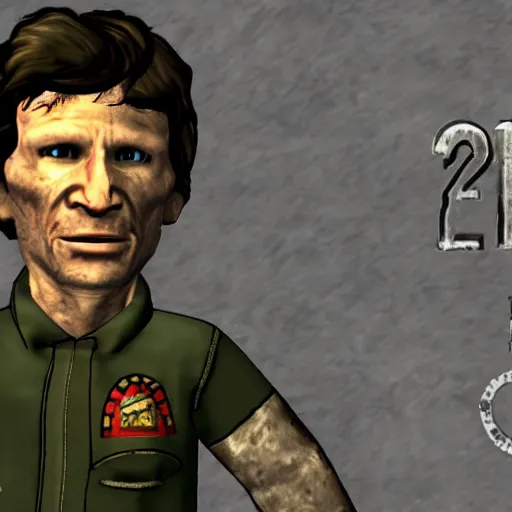 Image similar to Todd Howard in the style of fallout 3 game