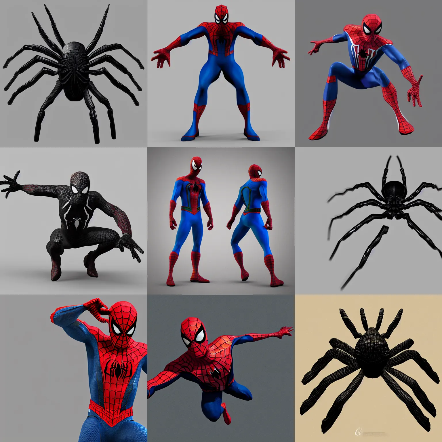 Prompt: gouraud shading spider - man 3 d model render