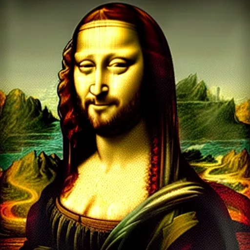 Image similar to jesus, monalisa, transformation, smile