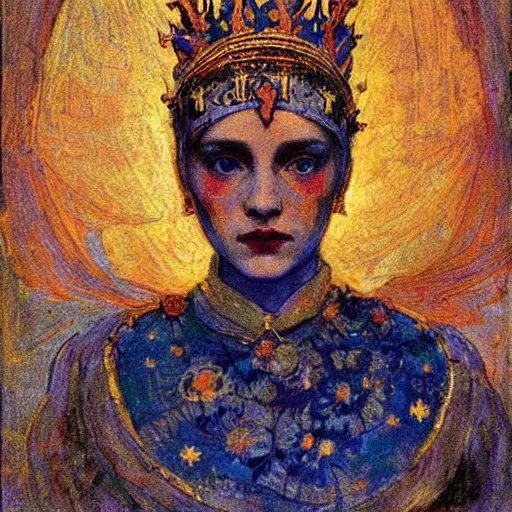 Prompt: the starry crown, by Annie Swynnerton and Nicholas Roerich, elaborate costume, rich color, dramatic cinematic lighting, smooth, sharp focus, extremely detailed