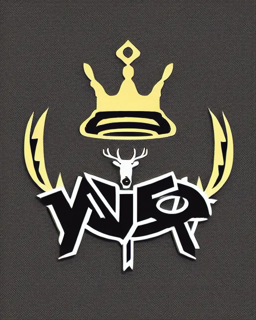 Prompt: esports logo, stag wearing a crown