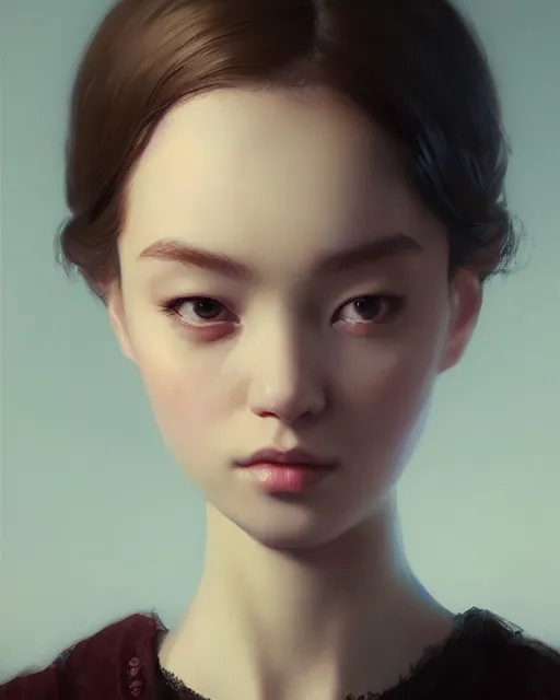 Image similar to a highly realistic, true to life portrait of a young woman, sharp focus, by ilya kuvshinov, leng jun, ruan jia, tom bagshaw, trending on artstation, cinematic lighting, hyper realism, octane render, 8 k, hyper detailed.