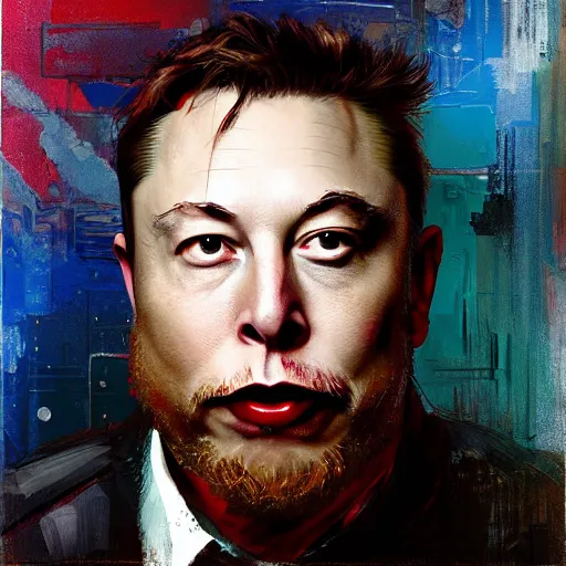 Image similar to chad chewbacca elon musk by jeremy mann, mixing, fusing, blending