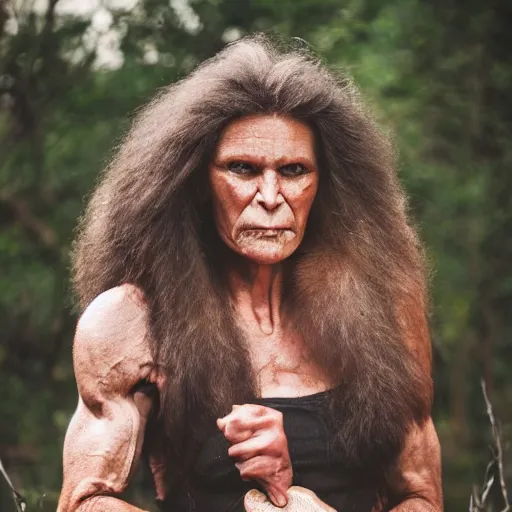 Prompt: strong healthy cavewoman, award winning photography