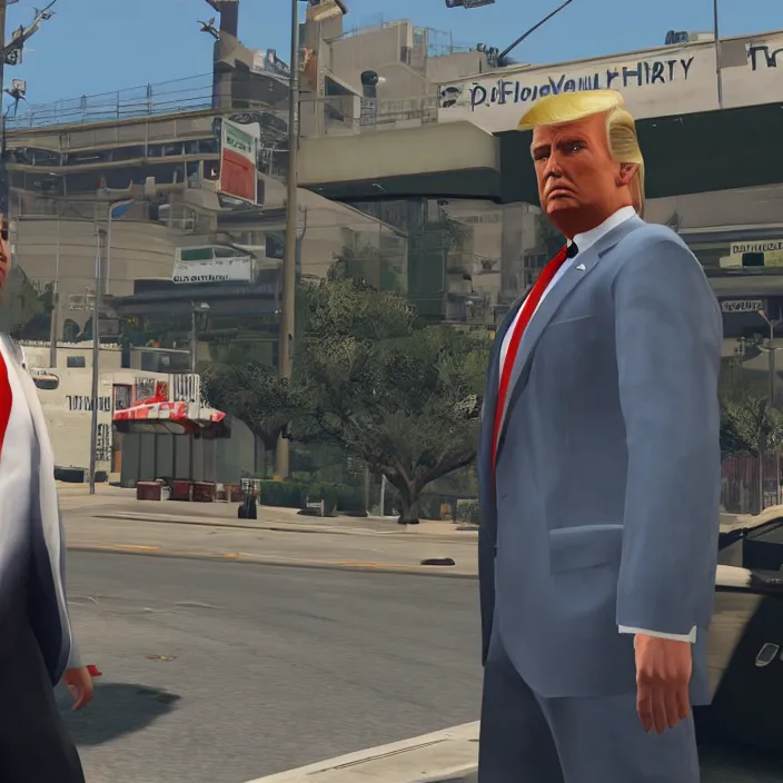 Prompt: Donald Trump in GTA V, gameplay screenshot