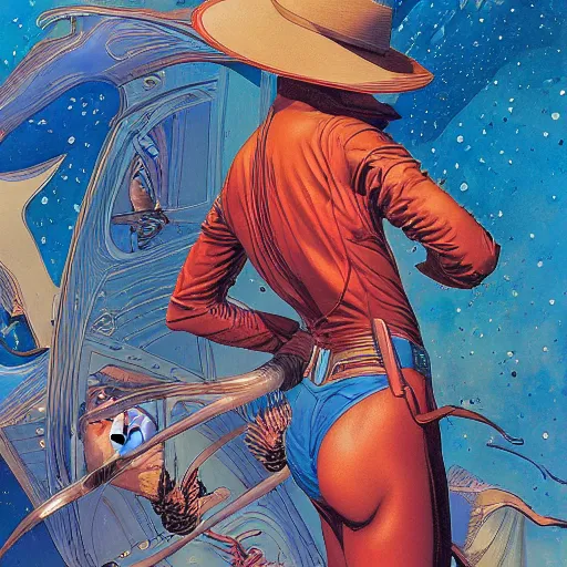 Image similar to jean giraud and moebius and don lawrence and alex ross and john romita jr, gouache and wash paints, smooth focus, sharp details, detailed details, bokeh, 4 k, fine 5 k details, fine details, fine intricate, fine facial proportionate, fine body proportionate / life as hopeless