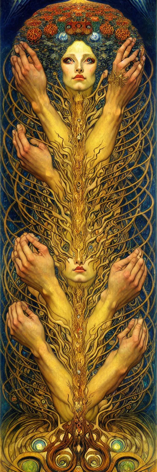 Image similar to Divine Chaos Engine by Karol Bak, Jean Delville, William Blake, Gustav Klimt, and Vincent Van Gogh, symbolist, visionary