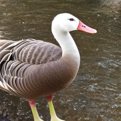 Prompt: goose with flowing blonde hair