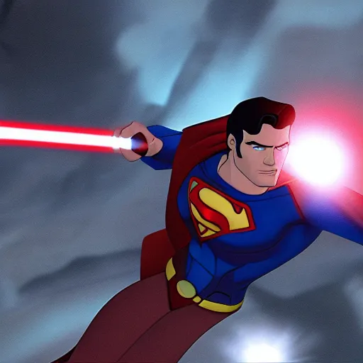 Prompt: Film still of Superman, from Star Wars: The Clone Wars (2008–2020 TV Series)